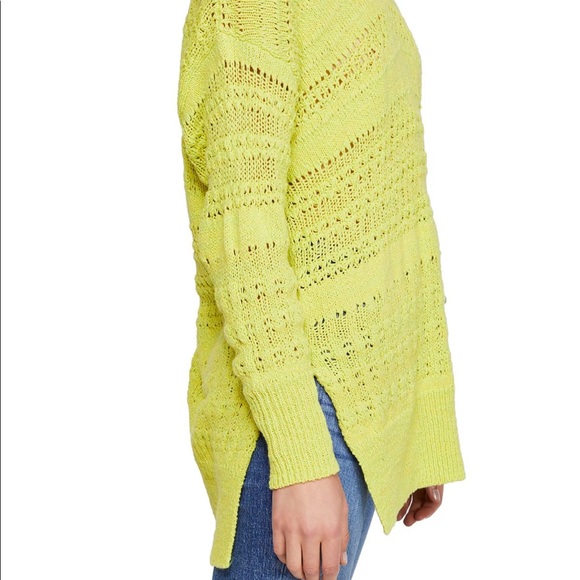 Free People Hot Tropics Lime Green V-Neck Sweater - Picture 4 of 13